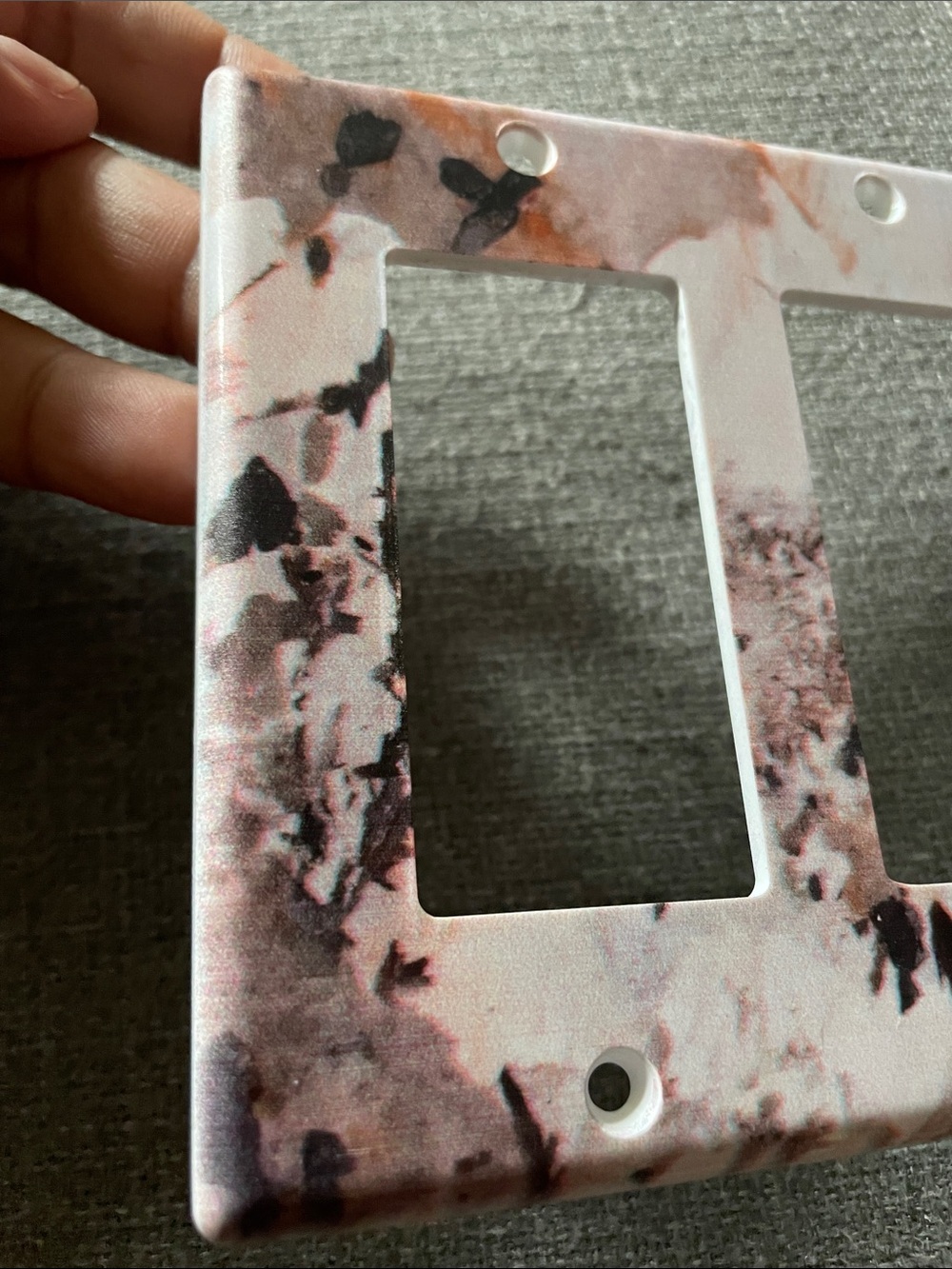 Abstract Marble Pattern Triple Rocker Switch light Plate - Blush and Black - Picture 4 of 4